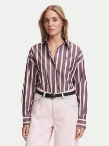 Tommy Jeans Koszula Essential DW0DW23340 Fioletowy Oversize. Fioletowe koszule Tommy Jeans, l, bez wzorów, z bawełny, bez kołnierzyka, bez ramiączek. Za 449,99 zł.