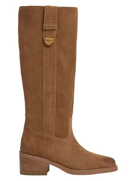 Pepe Jeans FOOTWEAR Skórzane kozaki w kolorze jasnobrązowym rozmiar: 37. Brązowe kozaki Pepe Jeans FOOTWEAR, na zimę, bez wzorów, z jeansu, bez obcasa, bez zapięcia. Za 279,31 zł.