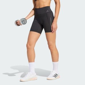 Krótkie legginsy Optime Workout 3-Stripes. Czarne legginsy ADIDAS, bez wzorów, z lycry, z podwyższonym stanem, krótkie. Za 199,00 zł.