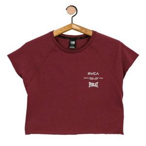 Koszulka sportowa damska Rvca Everlast Raglan Musc. Brązowe koszulki sportowe RVCA, bez wzorów, z bawełny, bez ramiączek. Za 62,00 zł.