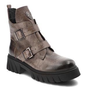 Brązowe Botki Armodo Wygodne Obuwie Damskie. Brązowe botki Armodo, bez wzorów, z materiału, bez obcasa, bez zapięcia. Za 389,00 zł.