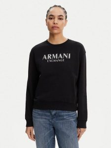 Armani Exchange Bluza XW000159 AF11851 UC001 Czarny Regular Fit. Czarne bluzy Armani Exchange, xl, bez wzorów, z bawełny, bez kaptura. Za 319,99 zł.