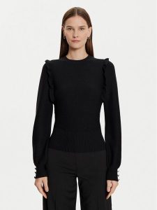 Morgan Sweter 242-MGENEVA Czarny Slim Fit. Czarne swetry klasyczne Morgan, xs, z syntetyku, bez kołnierzyka. Za 209,99 zł.