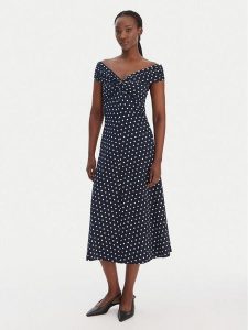 MICHAEL Michael Kors Sukienka codzienna MR683GLKA7 Granatowy Regular Fit. Niebieskie sukienki MICHAEL Michael Kors, na co dzień, xs, bez wzorów, z syntetyku, bez kołnierzyka, bez ramiączek, proste. Za 689,99 zł.