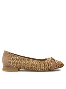 Caprice Baleriny 9-22503-42 Brązowy. Brązowe balerinki Caprice, bez wzorów, ze skóry, bez obcasa, bez zapięcia. Za 199,99 zł.