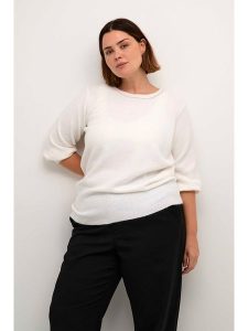 KAFFE curve Sweter w kolorze białym rozmiar: M. Białe swetry oversize KAFFE curve, m, bez wzorów, bez ramiączek. Za 130,99 zł.