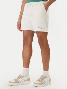 Tommy Jeans Szorty sportowe Contrast Linear DM0DM22697 Biały Regular Fit. Białe balerinki Tommy Jeans, bez wzorów, z bawełny, bez obcasa, bez zapięcia. Za 137,99 zł.