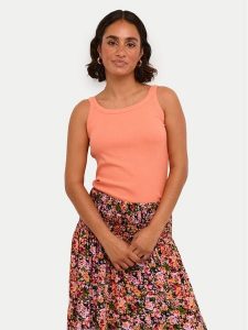 Kaffe Top Carna 10507348 Pomarańczowy Shaped Fit. Brązowe topy Kaffe, l, bez wzorów, z bawełny, bez kołnierzyka, bez ramiączek. Za 169,99 zł.