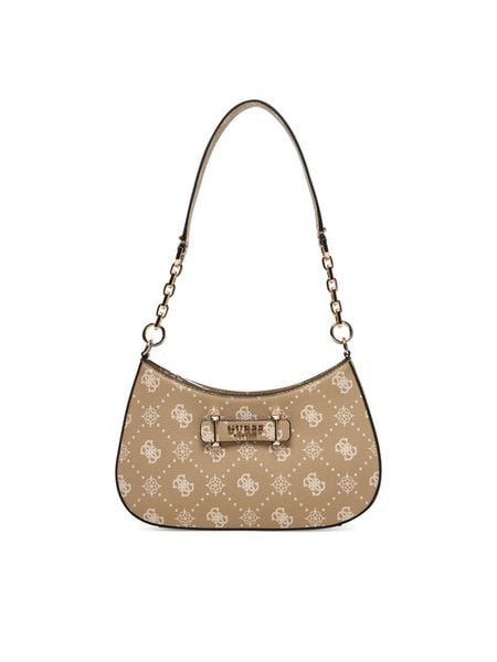 Guess Torebka Carrie Logo HWGP98 98180 Beżowy. Brązowe torebki klasyczne Guess, z aplikacjami, ze skóry, bez dodatków. Za 350,99 zł.