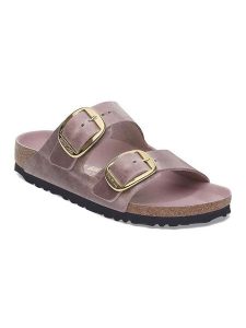 Birkenstock Skórzane klapki "Arizona" w kolorze fioletowym rozmiar: 40. Różowe klapki Birkenstock, bez wzorów, z otwartym noskiem, bez obcasa. Za 200,89 zł.