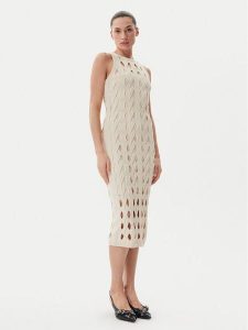 PINKO Sukienka dzianinowa Allan 105190 A2LW Beżowy Regular Fit. Brązowe sukienki Pinko, xs, bez wzorów, z dzianiny, bez kołnierzyka, bez ramiączek. Za 689,99 zł.