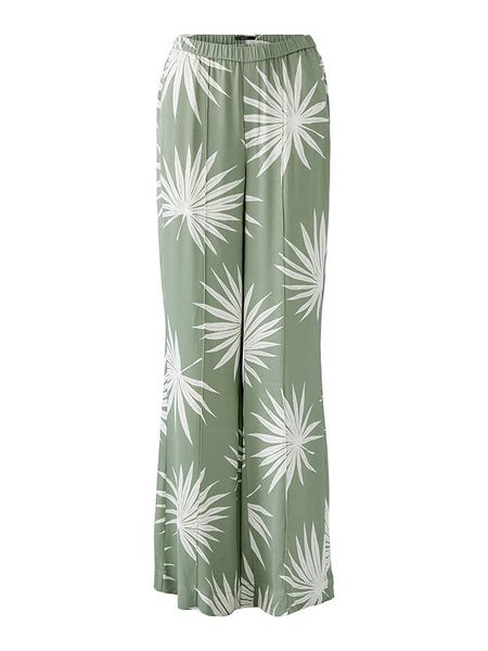 Oui Spodnie w kolorze zielono-białym rozmiar: 38. Zielone spodnie z wysokim stanem Oui, bez wzorów, z materiału, z podwyższonym stanem. Za 347,99 zł.