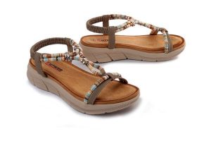 Artiker Relaks 58C009 Beżowy, sandały damskie. Brązowe sandały Artiker Relaks, bez wzorów, bez obcasa, na płaskiej podeszwie, bez zapięcia. Za 164,90 zł.