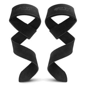 Skórzane paski do podnoszenia ciężarów 4FIZJO Deadlift Straps. Czarne paski 4FIZJO, bez wzorów, ze skóry, sportowe. Za 45,00 zł.