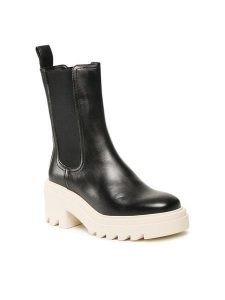 Gino Rossi Botki RST-CIRCLE-02B Czarny. Czarne botki Gino Rossi, bez wzorów, ze skóry, bez obcasa, na słupku, bez zapięcia. Za 208,99 zł.