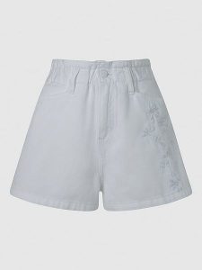 Pepe Jeans Szorty dżinsowe w kolorze białym rozmiar: W25. Białe szorty Pepe Jeans, bez wzorów, z jeansu, z podwyższonym stanem. Za 105,38 zł.