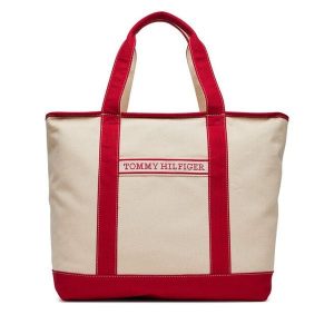 Torebka Tommy Hilfiger. Brązowe shopper bag TOMMY HILFIGER, bez wzorów, bez dodatków. Za 259,99 zł.