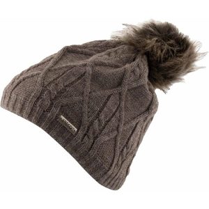 Damska czapka Areco Brown z pomponem i polarem. Brązowe czapki Erima, bez wzorów, z materiału, sportowe. Za 131,99 zł.