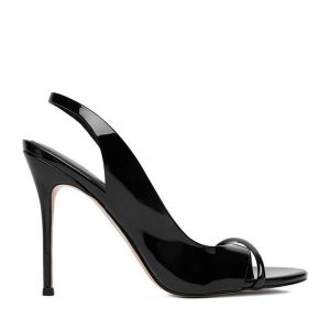 Sandały Eva Minge. Czarne sandały Eva Minge, bez wzorów, bez obcasa, na szpilce, bez zapięcia. Za 449,99 zł.