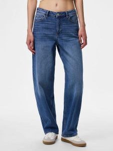 Pieces Dżinsy - Barrel fit - w kolorze niebieskim rozmiar: W29/L32. Niebieskie jeansy Pieces, z aplikacjami, ze skóry. Za 114,95 zł.