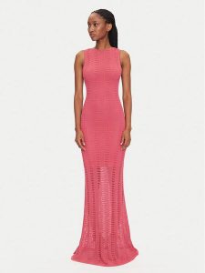 Marciano Guess Sukienka dzianinowa 5GGK44 5869Z Różowy Regular Fit. Czerwone sukienki Marciano Guess, z aplikacjami, z dzianiny, bez kołnierzyka, bez ramiączek. Za 569,99 zł.