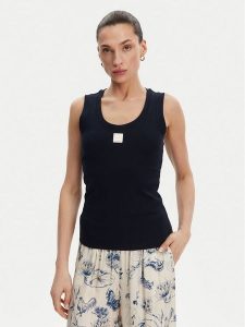 Fracomina Top FP25ST2001J40101 Granatowy Slim Fit. Niebieskie topy Fracomina, l, bez wzorów, z bawełny, bez kołnierzyka, bez ramiączek. Za 109,99 zł.