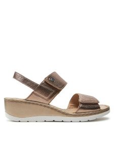 Caprice Sandały 9-28251-42 Złoty. Żółte sandały Caprice, bez wzorów, ze skóry, bez obcasa, na koturnie, bez zapięcia. Za 206,99 zł.