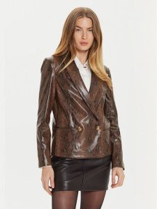 TWINSET Kurtka z imitacji skóry 242TT2233 Brązowy Regular Fit. Brązowe kurtki Twinset, bez wzorów, ze skóry, bez kaptura. Za 499,99 zł.