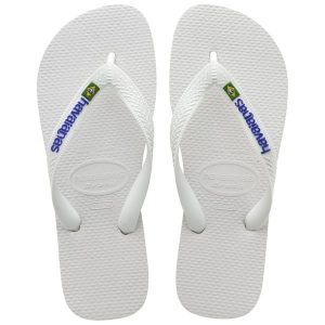 Klapki Havaianas Model 4110850 Kolor Biały. Białe klapki Havaianas, bez wzorów, z gumy, bez obcasa. Za 105,40 zł.
