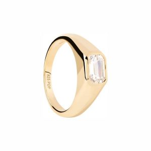 P D Paola Pierścionek P D Paola The New Essentials - pozłacany i 925 sterling silver i srebro Pierścionki 1 ct Damski. Szare pierścionki P D Paola, z cyrkonią, pozłacane. Za 387,99 zł.