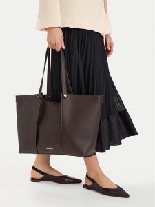 GINO ROSSI Torebka C-LX10146 Brązowy ciemny. Brązowe shopper bag Gino Rossi, bez wzorów, ze skóry, bez dodatków. Za 329,99 zł.