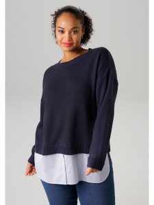 Aniston Sweter w kolorze granatowym rozmiar: 46. Niebieskie swetry oversize Aniston, bez wzorów, bez ramiączek. Za 100,04 zł.