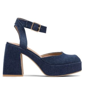 Sandały Jenny Fairy. Niebieskie sandały Jenny Fairy, bez wzorów, bez obcasa, na słupku, bez zapięcia. Za 169,99 zł.