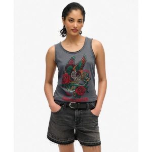 Koszulka bez rękawów z dekoltem Neo Trad Tattoo. Czarne koszule nocne Superdry, bez wzorów, z bawełny, bez ramiączek. W wyprzedaży za 153,35 zł.