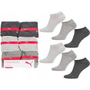 Skarpety 6 par niskie stopki Puma. Szare skarpetki Puma, bez wzorów. Za 39,90 zł.