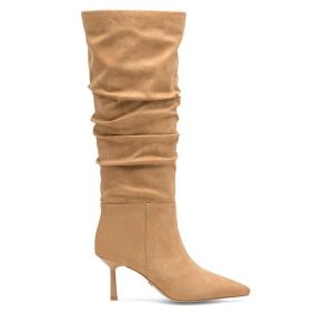 Kozaki Nine West. Brązowe kozaki Nine West, bez wzorów, bez obcasa, na szpilce, bez zapięcia. Za 329,99 zł.