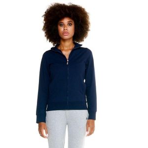 Damska bluza Leone Basic z zamkiem błyskawicznym na całej długości. Niebieskie bluzy LEONE 1947 APPAREL, l, bez wzorów, z tkaniny, bez kaptura. W wyprzedaży za 167,70 zł.