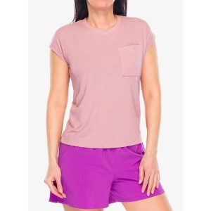 Koszulka szybkoschnąca damska Columbia Boundless Trek Short Sleeve Tee. Czerwone koszulki sportowe Columbia, bez wzorów, bez ramiączek. Za 108,99 zł.