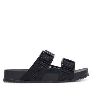 Klapki Melissa. Czarne klapki Melissa, bez wzorów, bez obcasa. Za 349,99 zł.