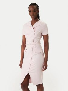 Rinascimento Sukienka koktajlowa CFC0127893003 Różowy Slim Fit. Czerwone sukienki Rinascimento, xs, bez wzorów, z syntetyku, wizytowe, bez kołnierzyka, bez ramiączek. Za 699,99 zł.