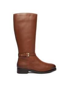 Tommy Hilfiger Kozaki Th Buckle Riding Lthr Long Boot FW0FW08873 Brązowy. Brązowe kozaki TOMMY HILFIGER, bez wzorów, ze skóry, bez obcasa, na płaskiej podeszwie, bez zapięcia. Za 719,99 zł.