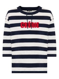Olsen Bluza w kolorze granatowo-białym rozmiar: 40. Białe bluzy Olsen, bez wzorów, bez kaptura. Za 98,19 zł.