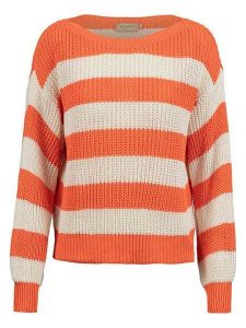 Herrlicher Sweter "Louise" w kolorze pomarańczowo-kremowym rozmiar: M. Brązowe swetry oversize Herrlicher, m, bez wzorów, ze splotem, bez ramiączek. Za 137,95 zł.