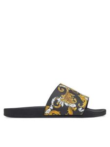 Versace Jeans Couture Klapki 78VA3SQ3 Czarny. Czarne klapki Versace Jeans Couture, bez wzorów, z jeansu, bez obcasa. Za 169,99 zł.
