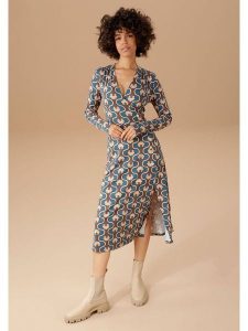 Aniston Sukienka w kolorze niebiesko-beżowym rozmiar: 46. Brązowe sukienki Aniston, bez wzorów, z wiskozy, bez kołnierzyka, bez ramiączek, midi. Za 95,99 zł.