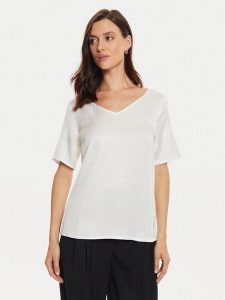Tatuum Bluzka Mekonga T2416.044B Écru Regular Fit. Bluzki Tatuum, bez wzorów, z wiskozy, bez kołnierzyka, bez ramiączek. Za 169,99 zł.