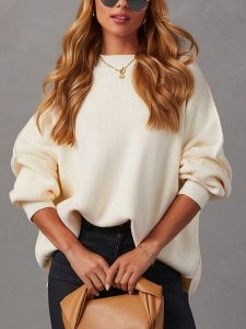 LA Angels Sweter w kolorze kremowym rozmiar: L. Brązowe swetry oversize LA Angels, l, bez wzorów, bez ramiączek. Za 176,08 zł.