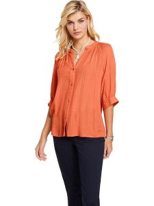 Heine Bluzka w kolorze pomarańczowym rozmiar: 48. Pomarańczowe bluzki Heine, bez wzorów, z wiskozy, bez kołnierzyka, bez ramiączek. Za 56,99 zł.