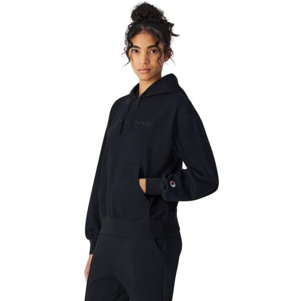 Bluza damska Champion Hooded Sweatshirt 117785. Czarne bluzy Champion, bez wzorów, bez kaptura. Za 196,00 zł.