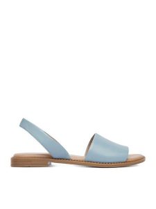 Lasocki Sandały CEO-EST-AFIONA-17 Niebieski jasny. Niebieskie sandały Lasocki, bez wzorów, ze skóry, bez obcasa, na płaskiej podeszwie, bez zapięcia. Za 139,99 zł.